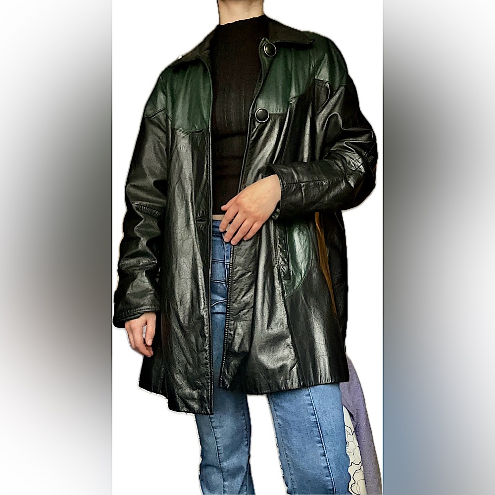 PELLE New York - Milano Vintagege Leather Black and Green Coat